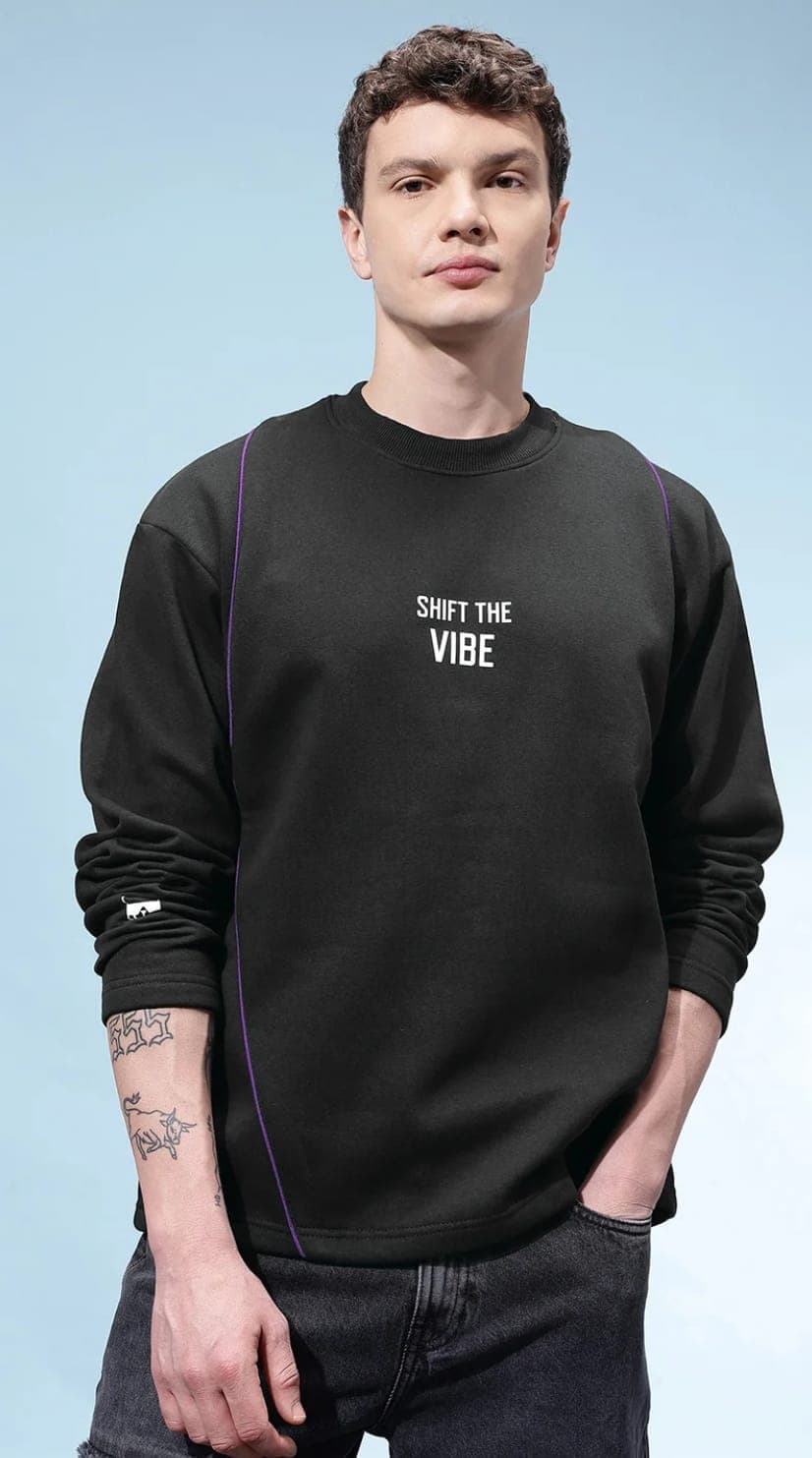 Typography Printed Panelled Sweatshirt